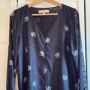 Loft Navy Floral Blouse